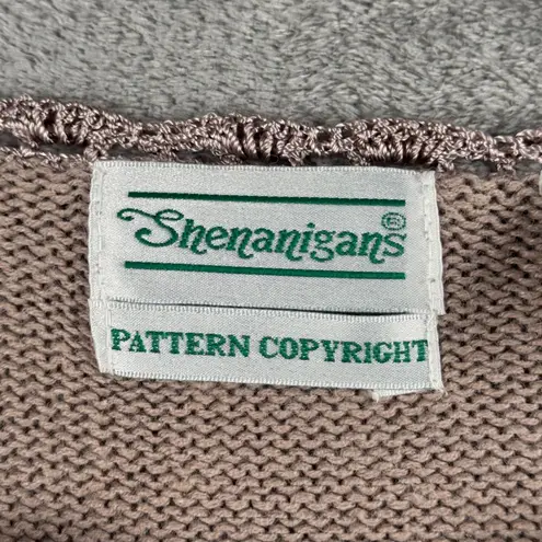 Shenanigans Floral Embroidered Sweater L Beige Pink Flowers Boho Cottagecore Tan Size L