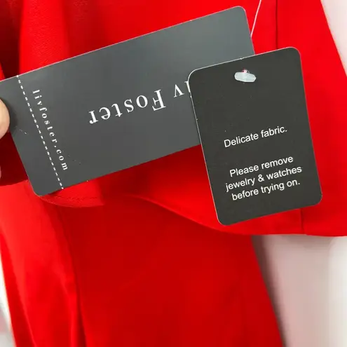 Liv Foster Crepe Back Satin Red Popover Dress Size 0 NWT