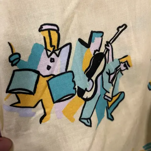 80s Heet sportswear Jazz Musicians Yellow Button Down Shirt Multi size