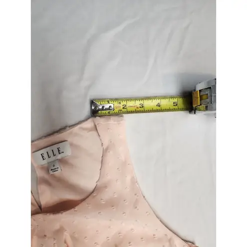 Elle Dress Womens Small Coral Pink Fit & Flare Sleeveless Dotted Belted (A24)