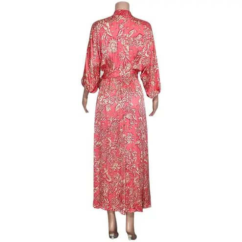 Poupette St. Barth Celie Long Dress, Pink Oriental Foulard, Small