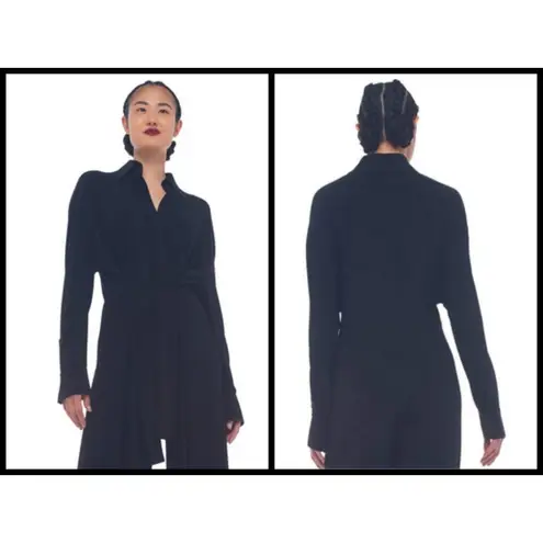 Norma Kamali ππ Ty Front NK Shirt Cropped Straight Leg Jumpsuit ~ Pewter XS NWT