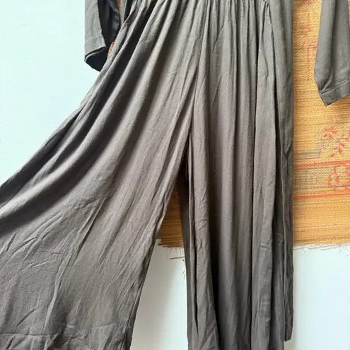 Black Crane The Wide Culotte Wool Blend Jumpsuit in Olive Brown Size XS