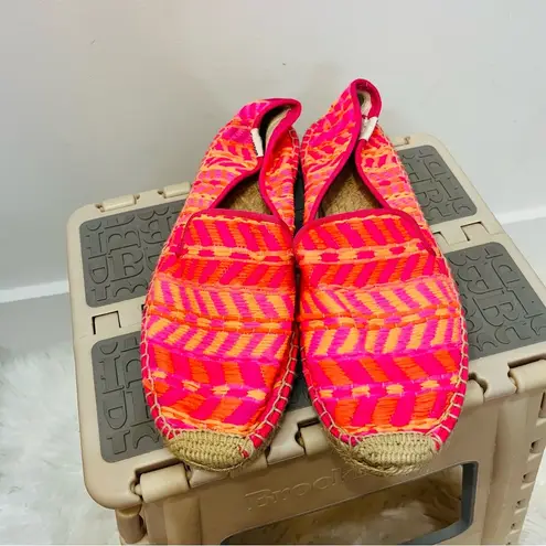 Soludos Malhia Kent plaid bright boho espadrilles shoes size 9 pink oran…
