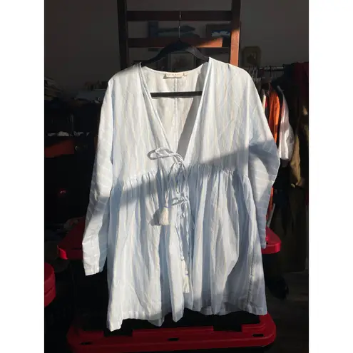 Roller Rabbit Striped Open Blue Tunic Mini Dress Medium Preppy Scandigirl Beach