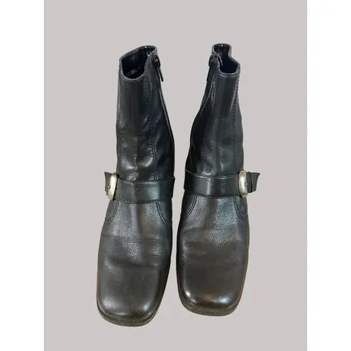 Bandolino Womens Black Leather Mid-Heel Ankle Boots Size 7.5M