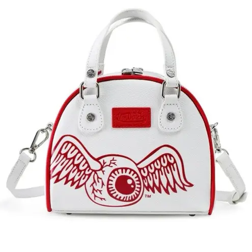 Von Dutch Crossbody Bowling Bag Flying Eye White Red Two Tone Y2K New With Tags