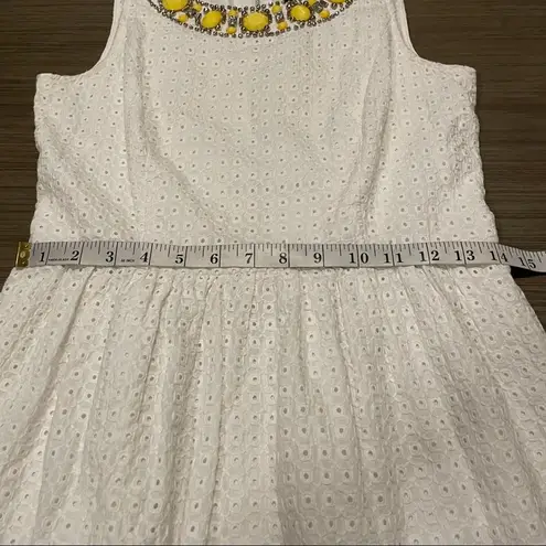 Kensie  White Yellow Jeweled Shift Embroidered Sleeveless Dress Size S