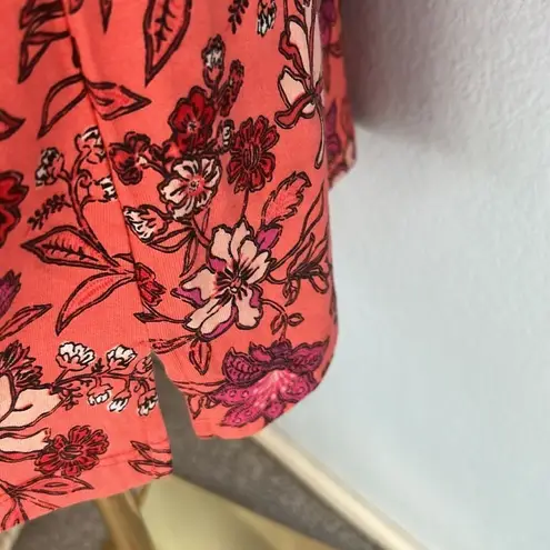 Lands' End  Womens Shift Dress Coral Pink Floral Pockets Tank, Small, NWT