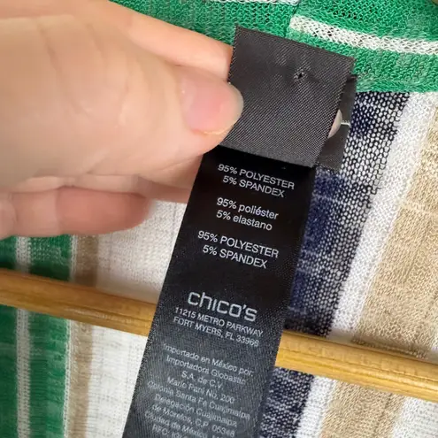 Chico's Travelers Striped Open Cardigan Size 3 XL Lightweight Sheer Boho Stretch