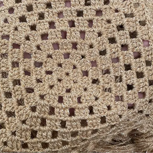 MIREMAR Natural Beige Tan Crochet Fringe Bohemian Boho Top One Size