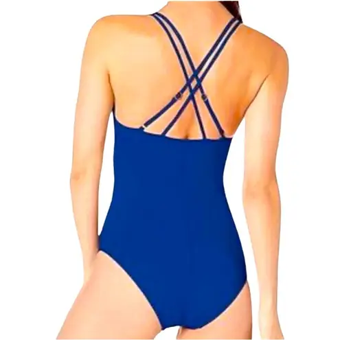 La Blanca Island Goddess Underwire Cross-Back One Piece - Cobalt Blue