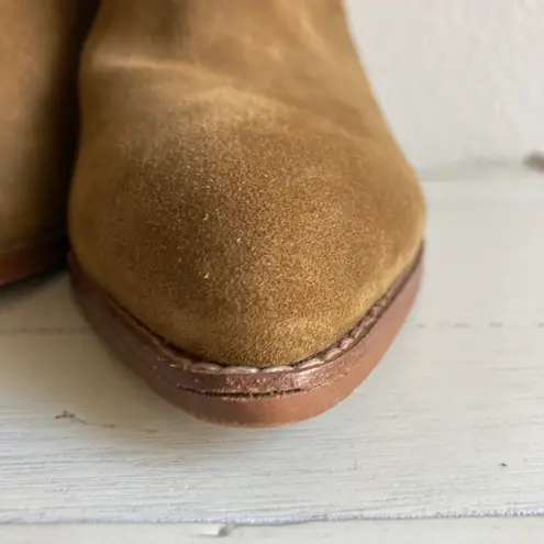 Marc Fisher Tan Alisa Pointy Toe Chelsea Boots Heeled Suede Leather