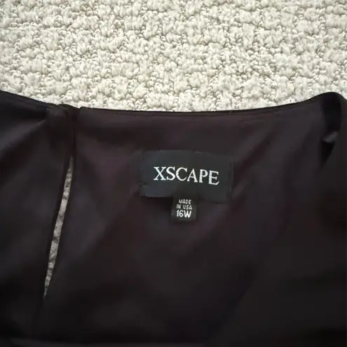 XScape Dress Size 16W Black Beaded Long Sleeve Formal Holiday Party