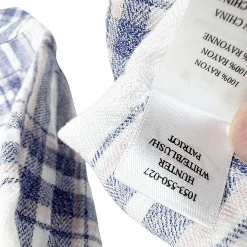 Rails Hunter White Blush Blue Patriot Plaid Button Down Flannel Shirt Size S