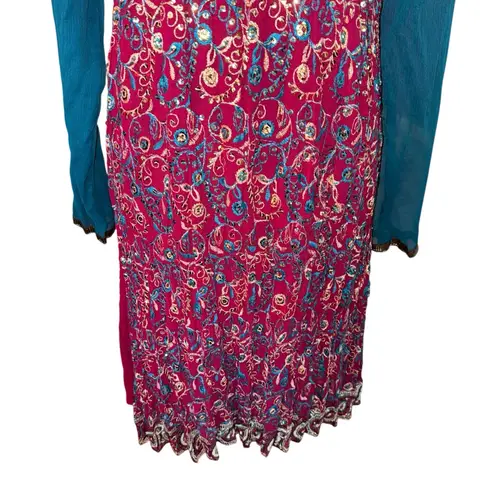 Masakali India Dress Sequin Embroidery Sheer Sleeve Multi Color Read For Size Red Size undefined