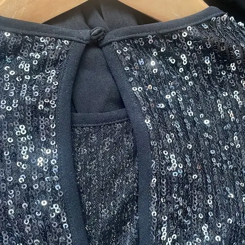 Little Mistress black long sleeve sequin pleated dress gunmetal Party New Sz 6