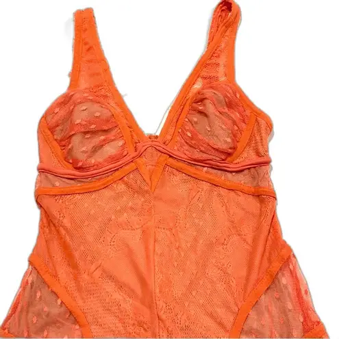 None Seduction’s Lace Bodycon Orange Dress Size Medium