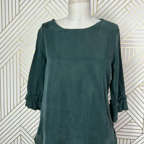Ateliers De La Maille Green Cupro Ruffle Sleeve Top Size 1 / US Small
