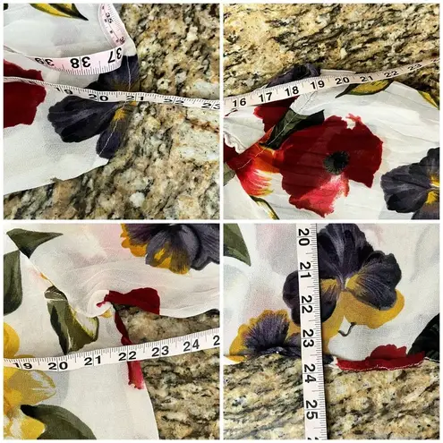 Newport News Sunstreak By 90s Vtg Floral Sheer Tunic Blouse Retro Beach Boho M