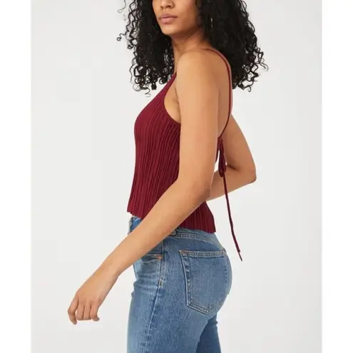 Free People NWT  ‘Get To Know You’ back tie cropped knit cami, size medium