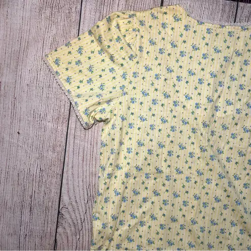 Vintage Ashley Taylor Yellow Floral Lace Nightgown Dress Womens M Cottagecore Size M