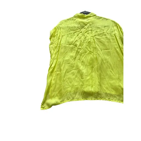 Young Fabulous and Broke  Women's Small Silky Lime Green Button Up Blouse