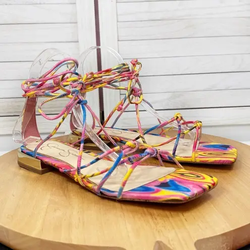 Jessica Simpson  Chasca Ankle Tie Lace Up Gladiator Sandals Multicolor 8