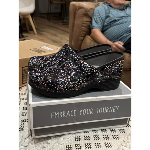 Dansko Women's LT Pro Clogs - Confetti Patent SIZE 42 US 11.5-12 Black