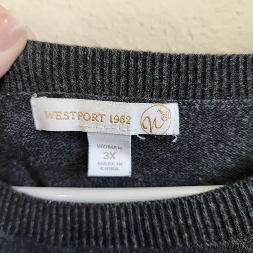Westport 1962 Frenchie Dog Crew Neck Long Sleeve Holiday Sweater Gray Size 3X