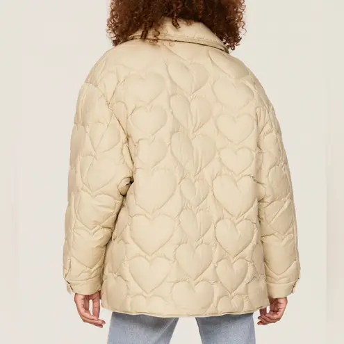 Sandro Gloriana Heart Quilted Jacket in Tan