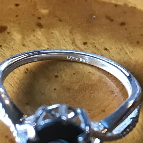 Natural Black Spinel Sterling Silver Infinity Ring Size 6