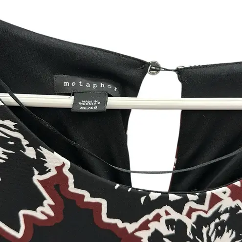 Metaphor  Black Floral 3 Quarter Sleeve Stretch Zip Side Sheath Dress Womens XL