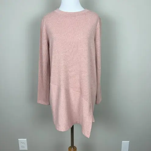 Clara Sun Woo Sweater Top Women Small Peach Pink Oversized Relaxed Asymmetrical