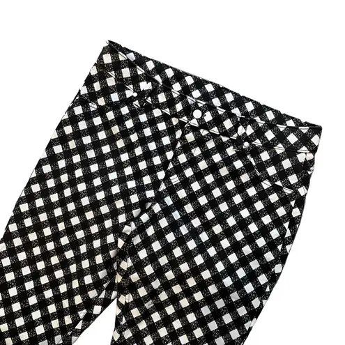 Hue NWT, Gingham Ultra Soft Denim Jean Capri Leggings Raw Hem, Sz L