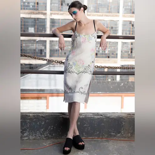 Tracy Reese Hope for Flowers Linen Cami Slip Dress Embroidered Size Large NWT