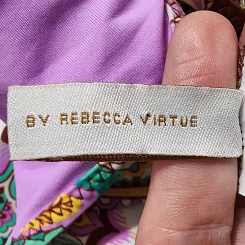 Becca Groovy Vanessa Twist Underwire Swim Bikini Top Purple Paisley Floral Med