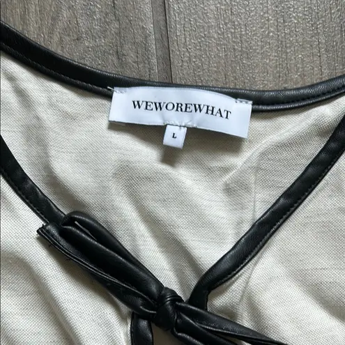 We Wore What Cream and Black Sleeveless Tie Front Tank Top