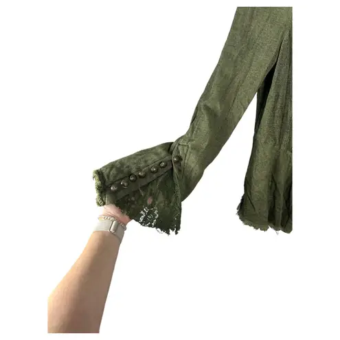 Free People  Throwback Corduroy Flared Lace Military Jacket Boho Small NEW