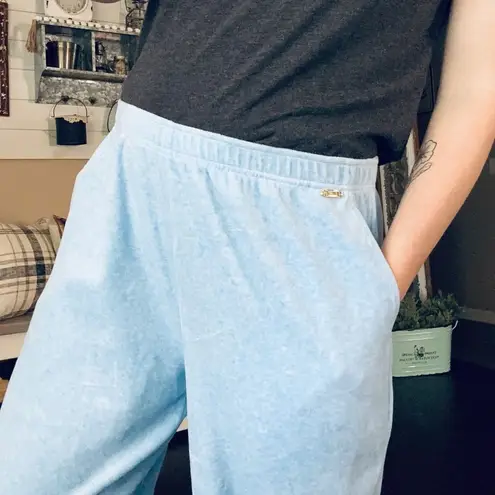 St. John  Sport Y2K pastel baby blue velour velvet track pants