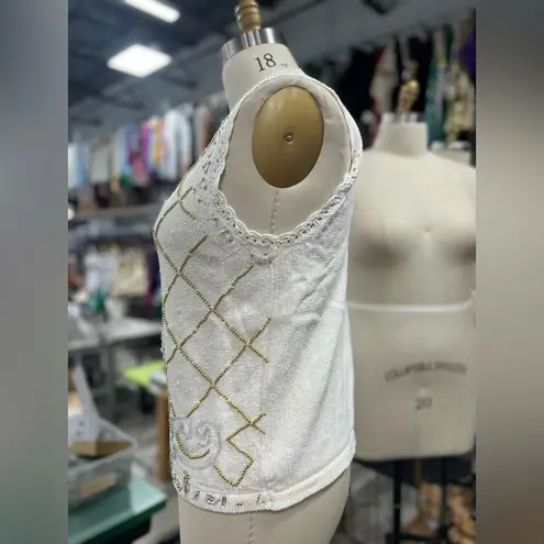 Claudia D. Vintage Beaded Vest XL White