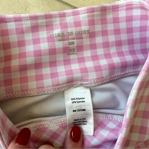 Year Of Ours  Pink/White Checkered Leggings Sport Bra Set