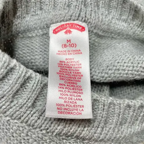 Holiday Time Grey White Polka Dot Polar Bear Snow Christmas Ugly Sweater Medium