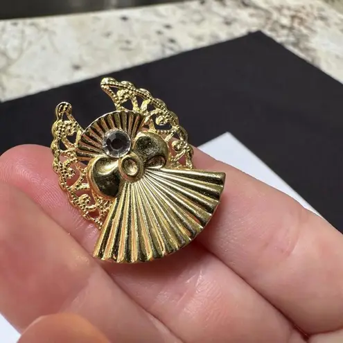 Lot Of 3 Angel Brooches / Lapel Pin Gold Tone 1 Signed Jane 1996 AOL