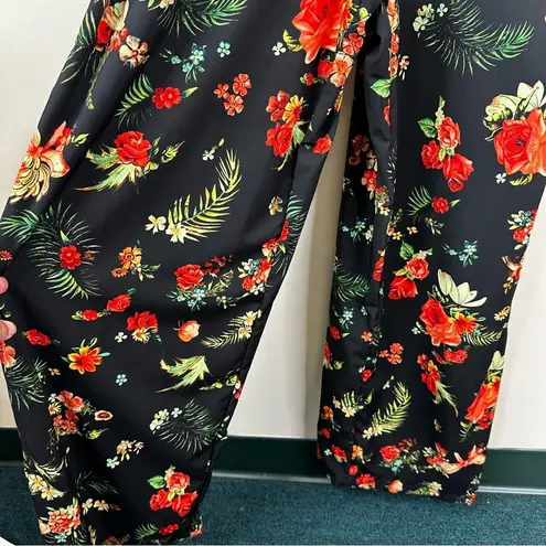 Agua Bendita Ellie Floral Sleeveless Jumpsuit One Piece Black Size Small