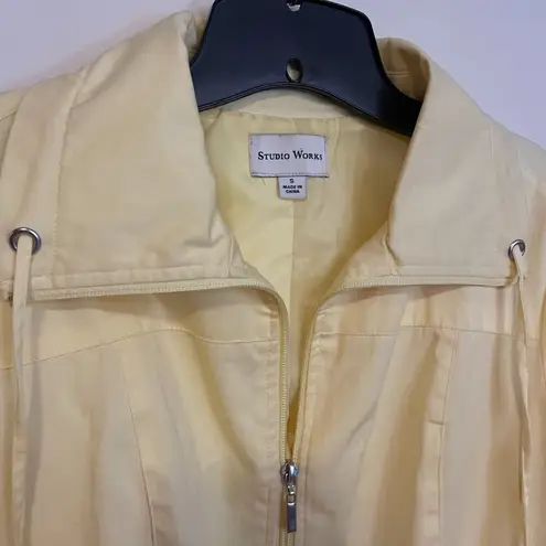 Studio Works Lightweight Full Zip Wind Breaker Jacket Coat Light Yellow Size S