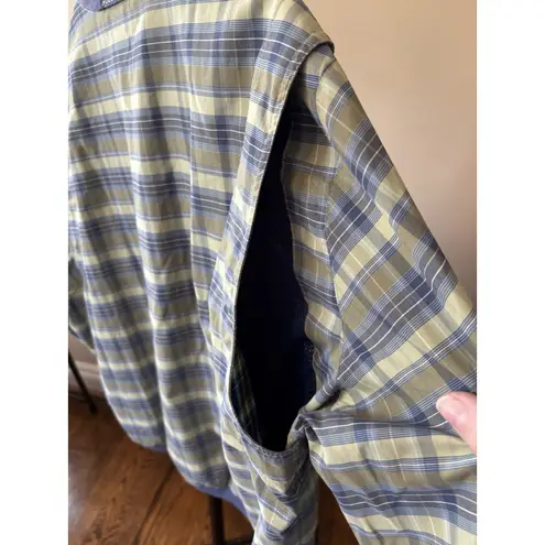 Liz Golf Women's Collared Mesh Lined Pullover Windbreaker Plaid Size Large Blue