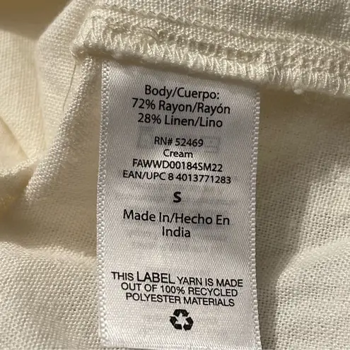 Free Assembly cream linen blend shorts romper jumpsuit belt button front Sz S