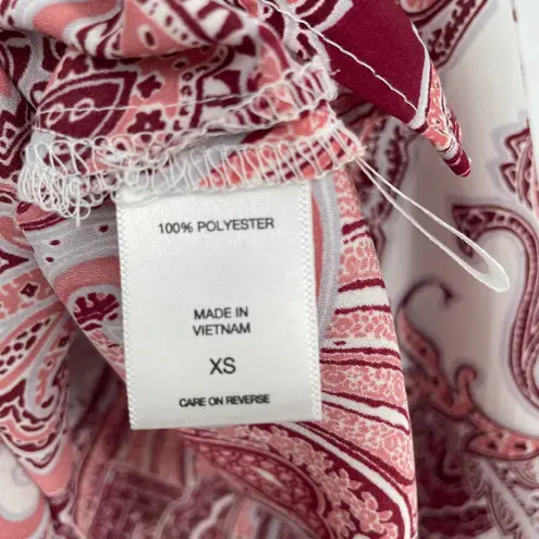 Soho New York & Company Jeans Cold Shoulder Paisley Print V Neck Blouse XS Red