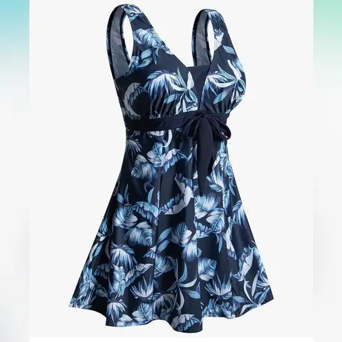 ECUPPER Womens Plus Size Swimsuit One Piece Skirted Tummy Control with Shorts Blue